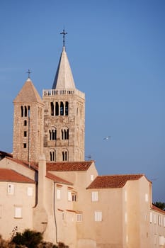 An old stone cathedral on the Island of Rab, Croatia