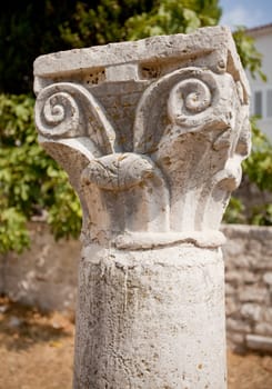 An old collumn for a Romanesque cathedral in Rab, Croata