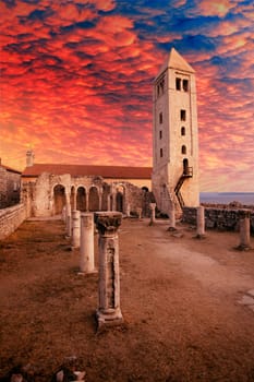 Ruins of the Church of St. John the Evangelist in Rab Croatia - a popular tourist attraction