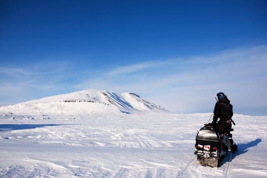 An adventure guide on the island of Spitsbergen, Svalbard, Norway
