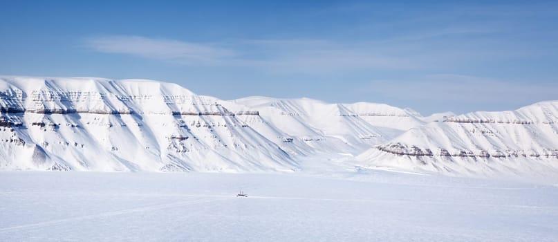 A panorama landscape on Spitsbergen Island, Svalbard, Norway