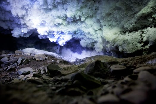 A dark and mysterious snow ice cave - A glacial grotto