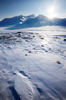 A panorama landscape on Spitsbergen Island, Svalbard, Norway