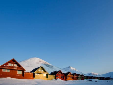 Sunset on Longyearbyen, Norway, the northern most settlement in the world.
