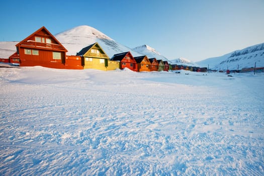 Sunset on Longyearbyen, Norway, the northern most settlement in the world.