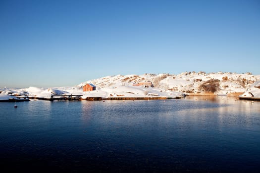 A winter ocean landscape off the Southern coast of Norway