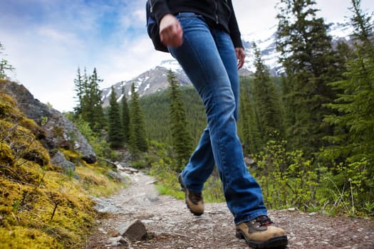 A person hiking in Banff National Park, Alberta, Canada
