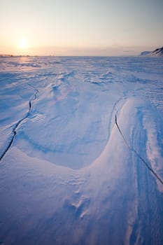 A landscape on the island of Spitsbergen, Svalbard, Norway late at night. View from Longyearbyen.