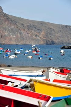 View of the fishing port of Vueltas on La Gomera