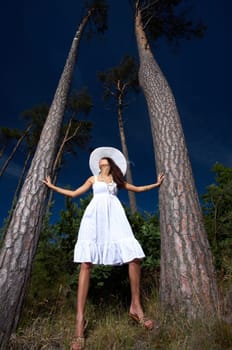 20-25 years old beautiful woman wearing hat, at outdoor