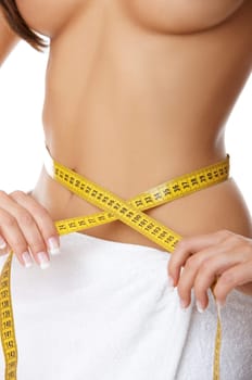 Woman body part is being measured