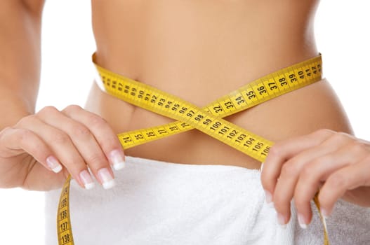 Woman body part is being measured