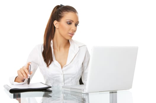 Portrait of beautiful business woman with laptop