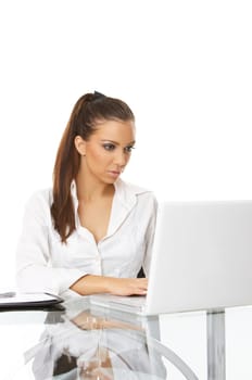 Portrait of beautiful business woman with laptop