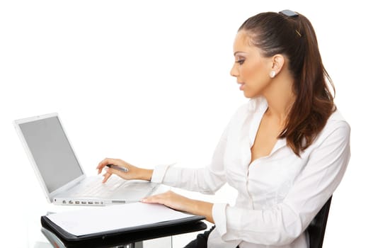Portrait of beautiful business woman with laptop