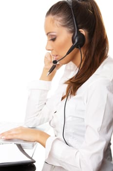 Portrait of beautiful business woman with laptop
