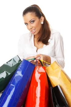 Young Attractive woman with paper shopping bags