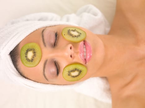 Portrait of beautiful woman during spa treatment