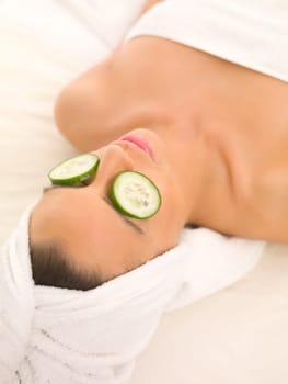 Portrait of beautiful woman during spa treatment