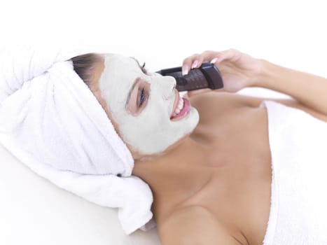 Portrait of beautiful woman during spa treatment
