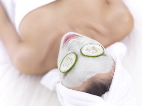 Portrait of beautiful woman during spa treatment