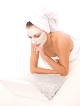 Portrait of beautiful woman during spa treatment