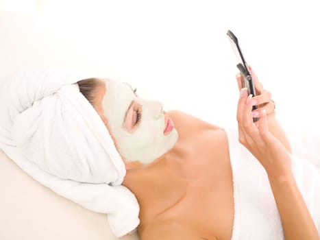 Portrait of beautiful woman during spa treatment