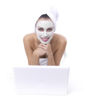 Portrait of beautiful woman during spa treatment