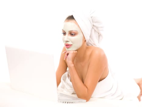 Portrait of beautiful woman during spa treatment