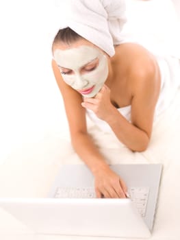 Portrait of beautiful woman during spa treatment