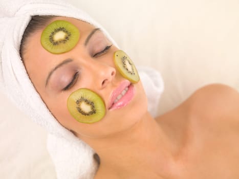 Portrait of beautiful woman during spa treatment