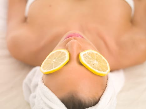 Portrait of beautiful woman during spa treatment
