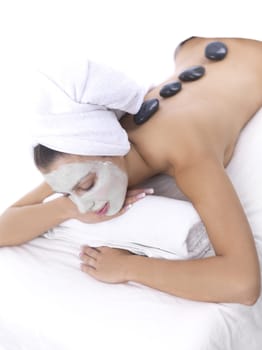 Portrait of beautiful woman during spa treatment