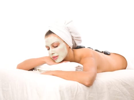 Portrait of beautiful woman during spa treatment