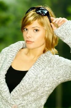 Beautiful woman portrait in autumn outdoors