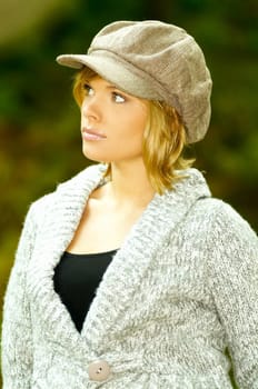 Beautiful woman portrait in autumn outdoors