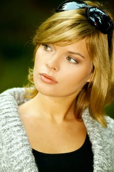 Beautiful woman portrait in autumn outdoors