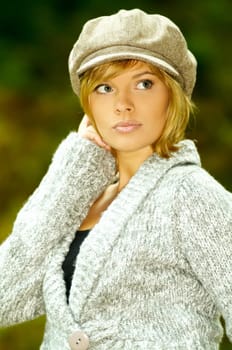 Beautiful woman portrait in autumn outdoors