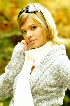 Beautiful woman portrait in autumn outdoors