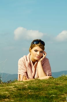 20-25 years old beautiful sexy woman portrait in autumn outdoors
