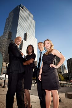 A group of successful business people downtown