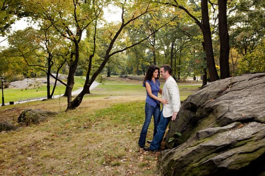 A couple having fun in a park