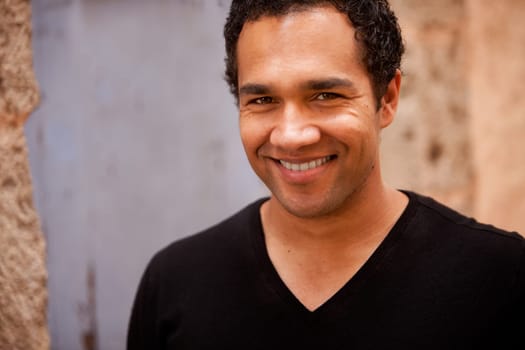 A portrait of a happy european black male