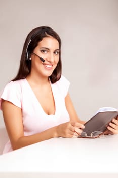 A business woman in a teleconfercnce call / meeting