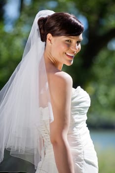 Portrait of a beautiful young bride posing
