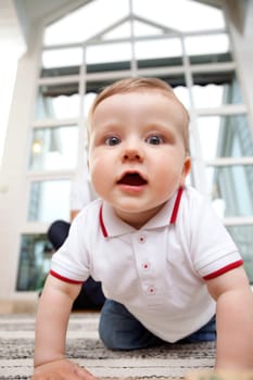 Portrait of cute adorable child at home
