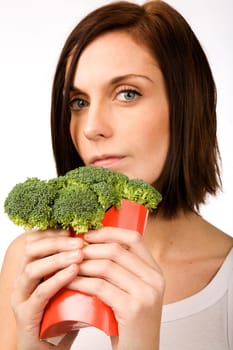 A female with a fast food healthy snack