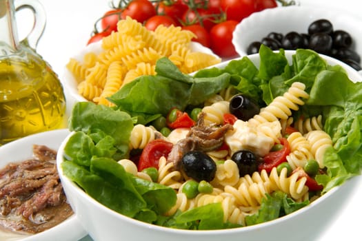 a dish with pasta salad