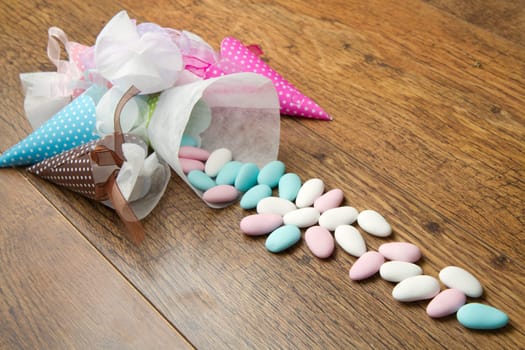 different colored candy favor