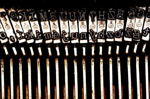 Detail of the part of old typewriting machine